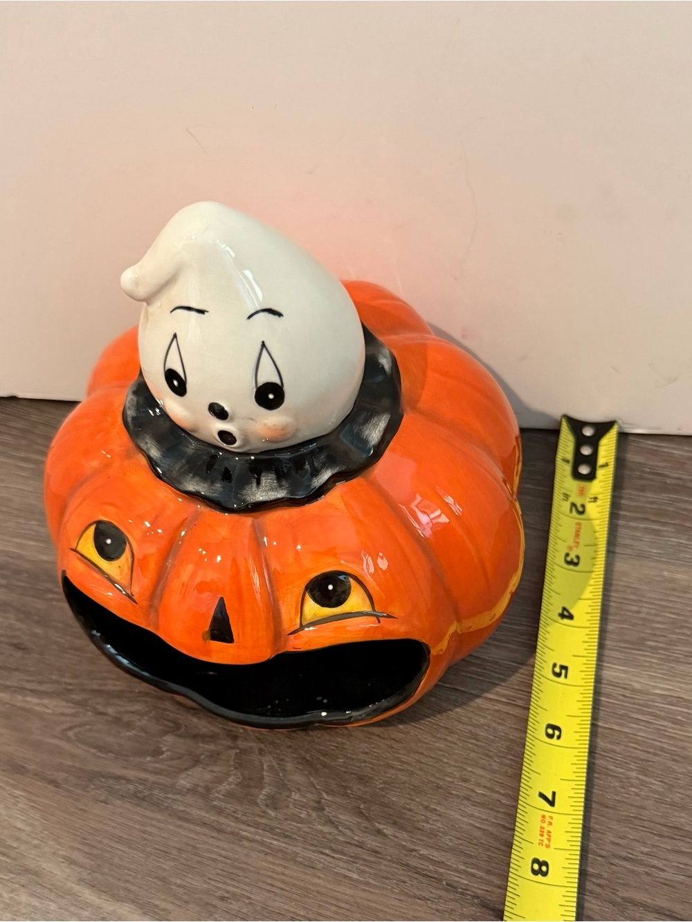 Viral Johanna Parker “Big Mouth” Pumpkin Candy Bowl with Ghost- NWT - Picture 7 of 8